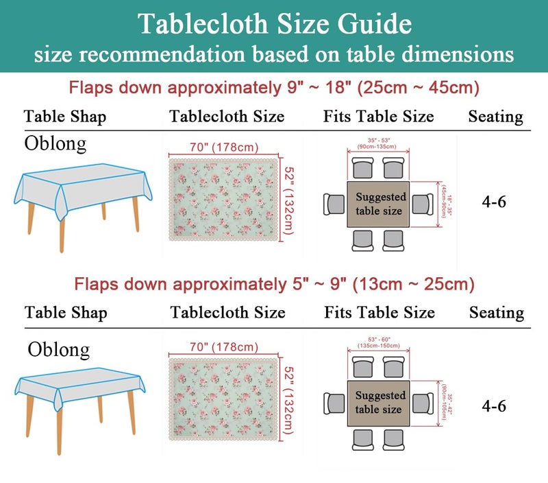 YEESSION Floral Print Rectangle Tablecloth 52 x 70 Inch Stain Resistant and Waterproof Wine Table Cover for Kitchen Dining Indoor Outdoor Buffet Tabletop Decoration (Light Green) - Image 3